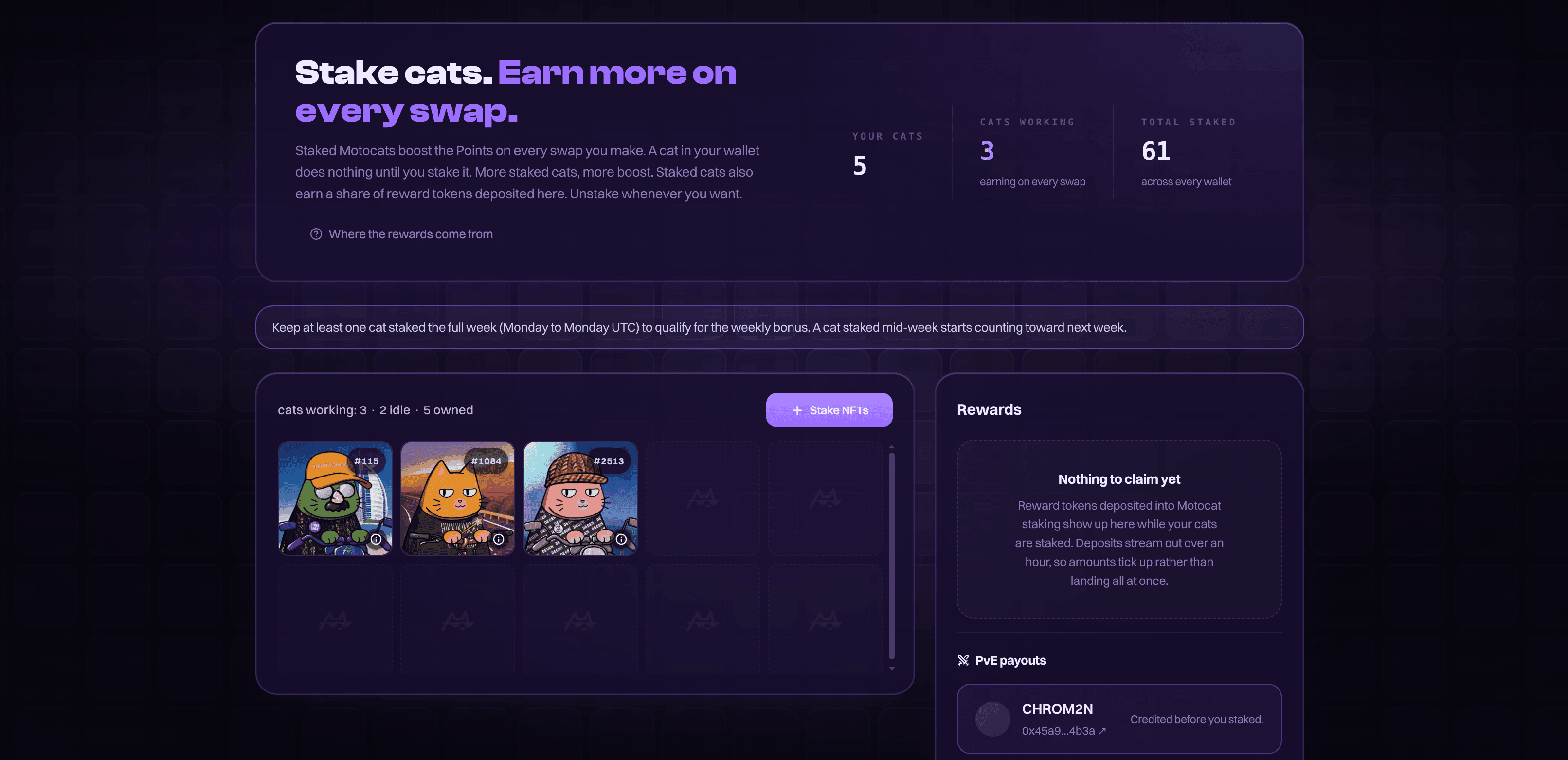 Motocats staking